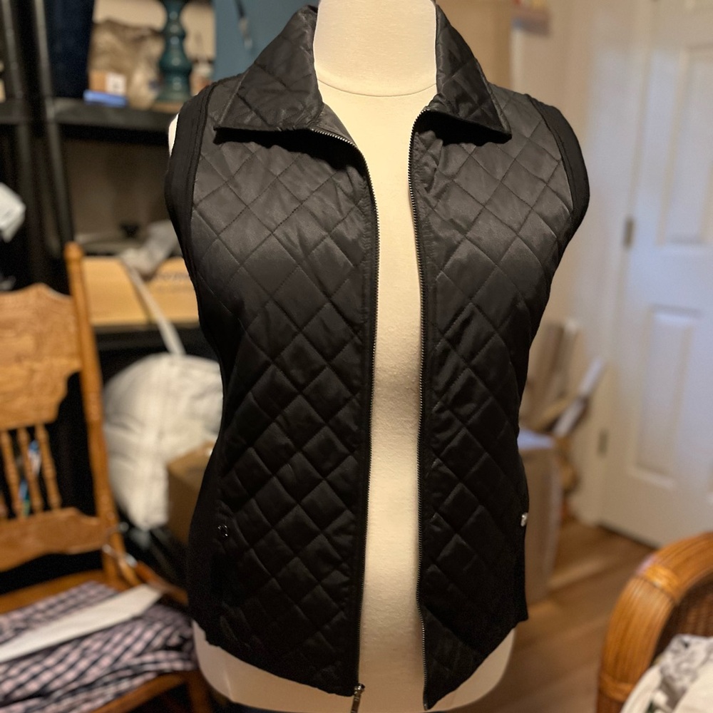 Jones New York Black Quilted Vest